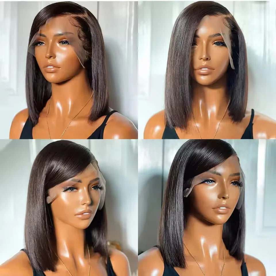 Human Hair Lace Frontal Wig Short Bob Raw Vietnamese Quality Styled Half 13x4 Lacefront Closure Wig Human Hair Wig 10 12 14 inch