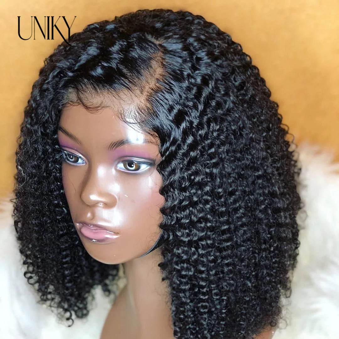Short Curly Human Hair Bob Wig Water Lace Front Human Hair Wigs ForWomen PrePlucked Brazilian Glueless 13x4 Lace Wig Unikyhair