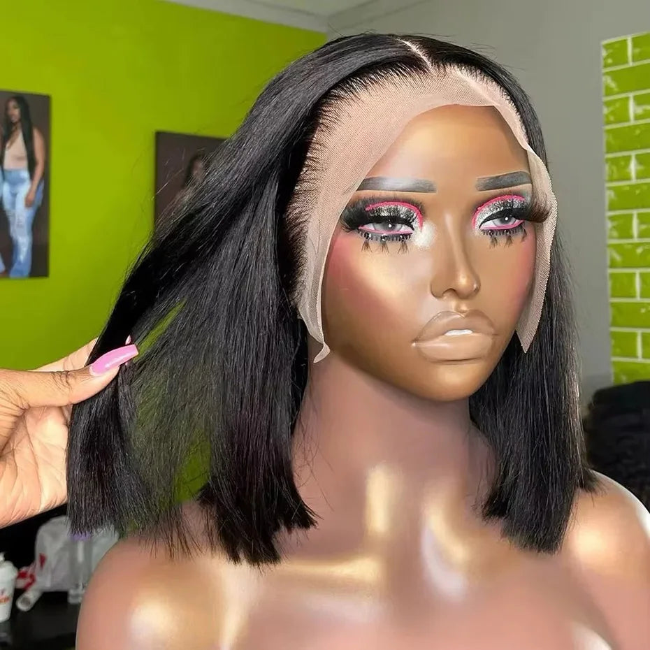 Human Hair Lace Frontal Wig Short Bob Raw Vietnamese Quality Styled Half 13x4 Lacefront Closure Wig Human Hair Wig 10 12 14 inch