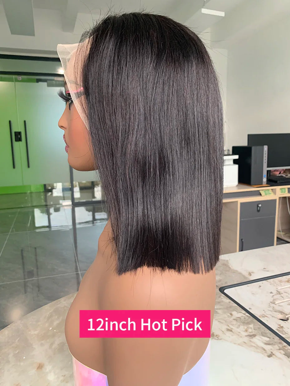 Human Hair Lace Frontal Wig Short Bob Raw Vietnamese Quality Styled Half 13x4 Lacefront Closure Wig Human Hair Wig 10 12 14 inch
