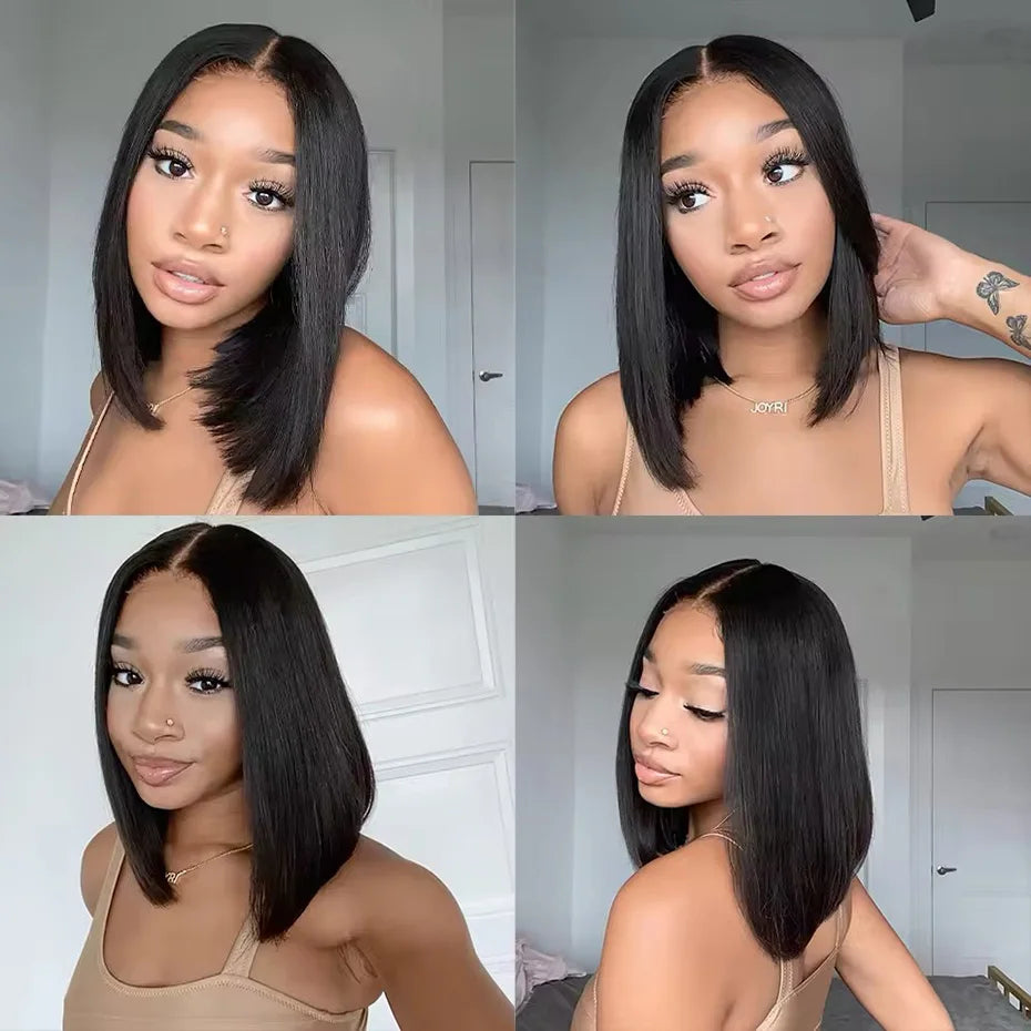 Human Hair Lace Frontal Wig Short Bob Raw Vietnamese Quality Styled Half 13x4 Lacefront Closure Wig Human Hair Wig 10 12 14 inch