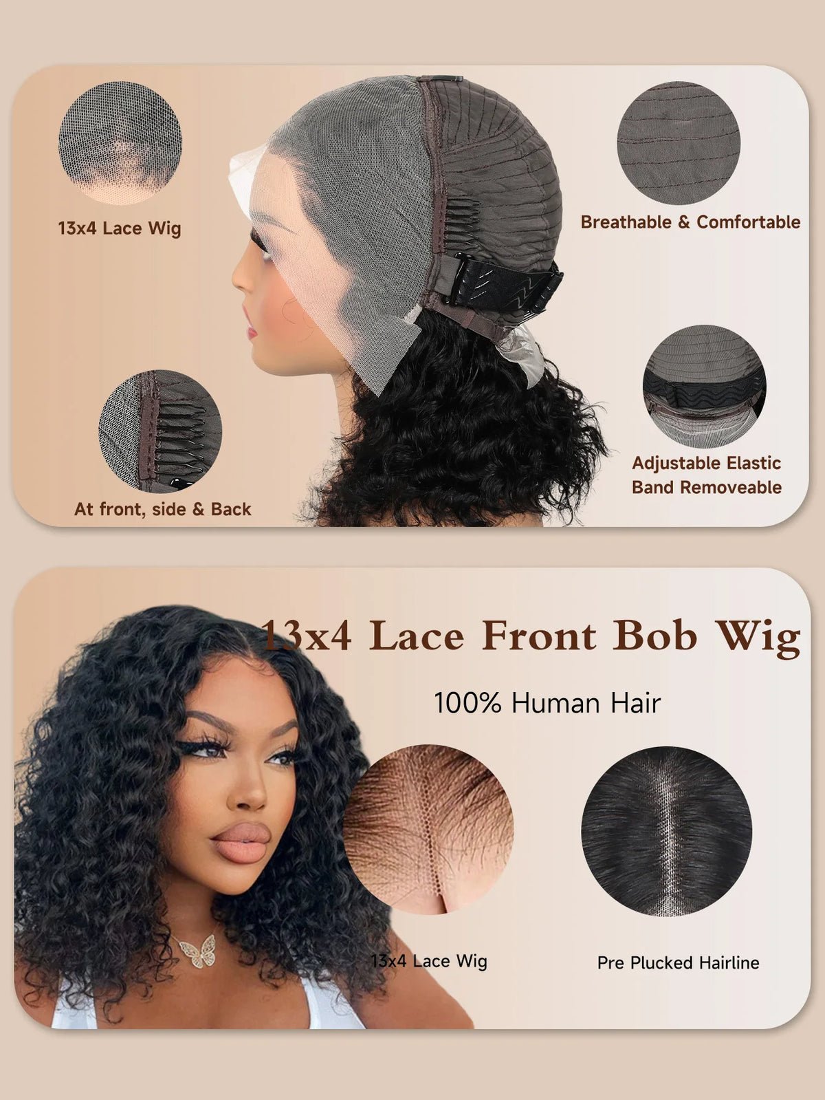 Short Curly Human Hair Bob Wig Water Lace Front Human Hair Wigs ForWomen PrePlucked Brazilian Glueless 13x4 Lace Wig Unikyhair