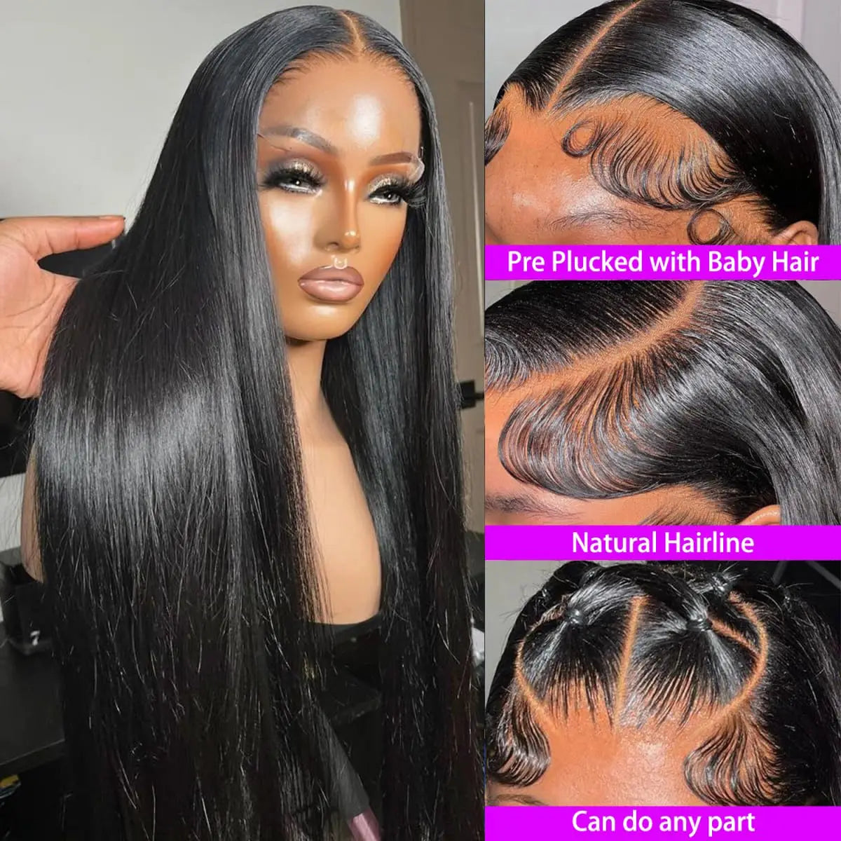 Human Hair Wig 13x4 Lace Front Wigs Human Hair 32 Inch Straight Human Hair Wig with Baby Hair 200% Density HD Lace Front Wigs