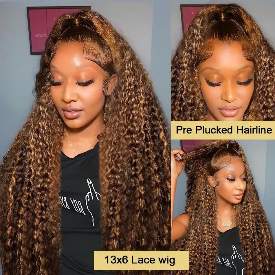 Highlight Wig Human Hair Colored Curly Wigs 13X4 13X6 Hd Lace Frontal Wig Brazilian 4/27 Deep Wave Lace Front Wigs For Women