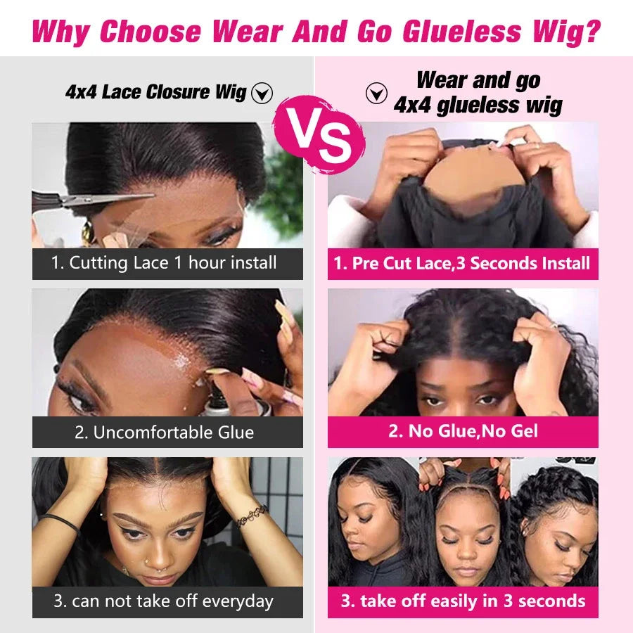 Wear And Go Glueless Wig Kinky Curly Human Hair Wigs 30 32 Inch 13x4 HD Lace Frontal Wigs Pre Plucked Pre Cut Human Hair Wigs