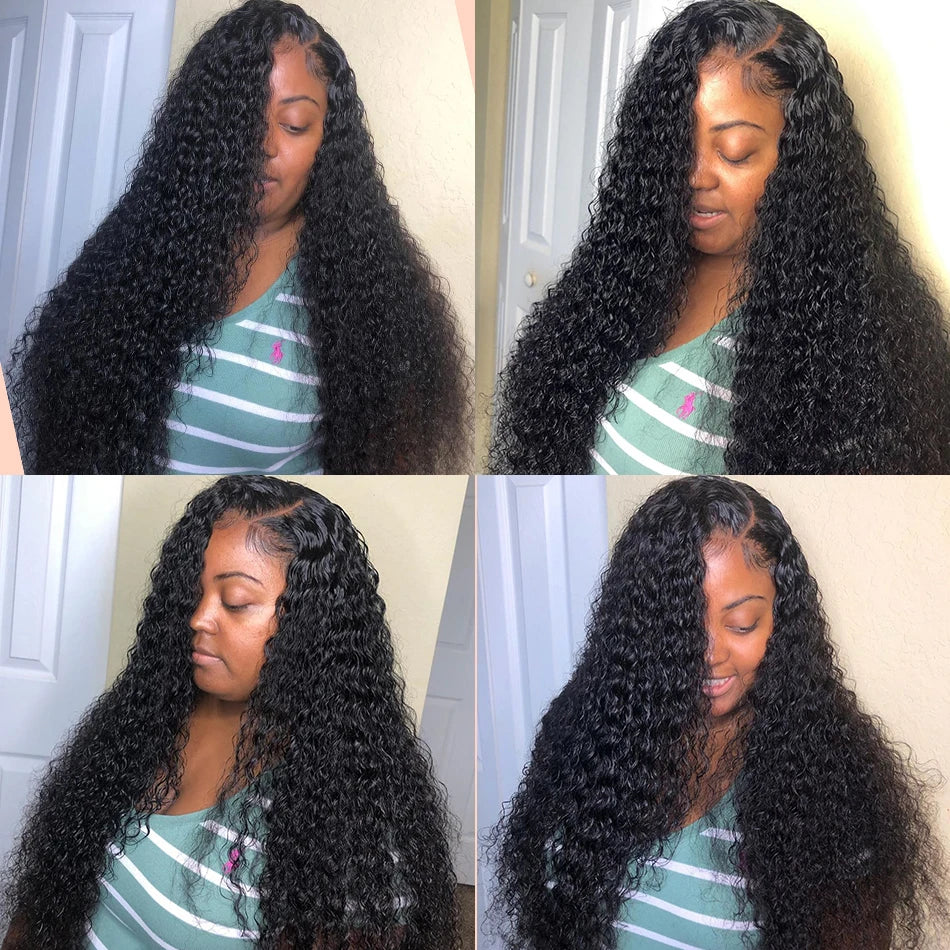 Wear And Go Glueless Wig Kinky Curly Human Hair Wigs 30 32 Inch 13x4 HD Lace Frontal Wigs Pre Plucked Pre Cut Human Hair Wigs