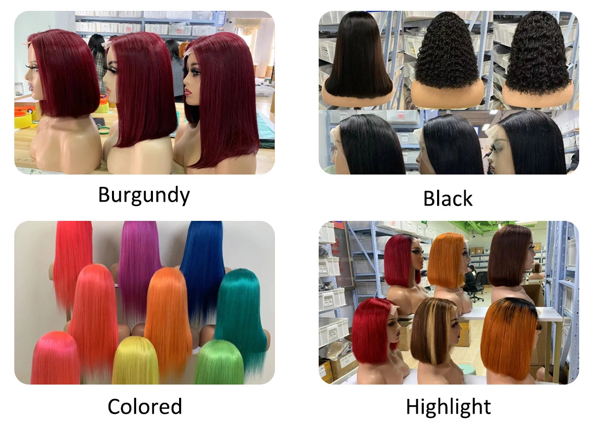 Double Drawn 99j Burgundy Kinky Curly Bob Human Hair Wine Color 5x5 HD Lace Closure Wigs 13x6 13x4 Lace Frontal Wigs 350 Density