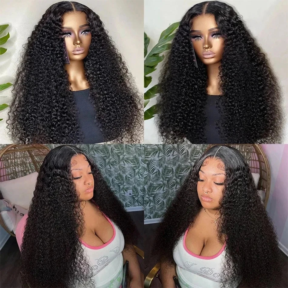 Wear And Go Glueless Wig Kinky Curly Human Hair Wigs 30 32 Inch 13x4 HD Lace Frontal Wigs Pre Plucked Pre Cut Human Hair Wigs
