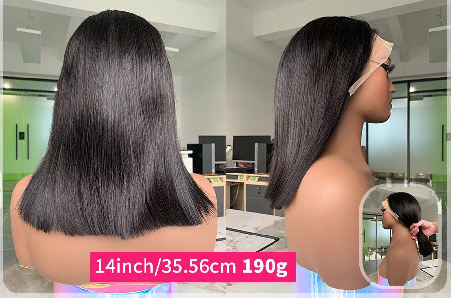 Human Hair Lace Frontal Wig Short Bob Raw Vietnamese Quality Styled Half 13x4 Lacefront Closure Wig Human Hair Wig 10 12 14 inch