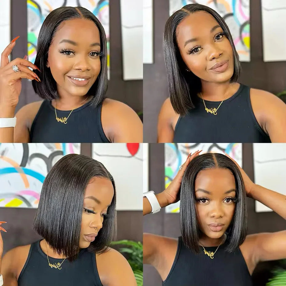 Human Hair Lace Frontal Wig Short Bob Raw Vietnamese Quality Styled Half 13x4 Lacefront Closure Wig Human Hair Wig 10 12 14 inch